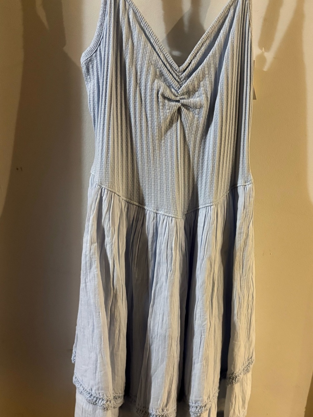 Hollister Light Blue Ribbed Bodice Tiered Summer Dress
